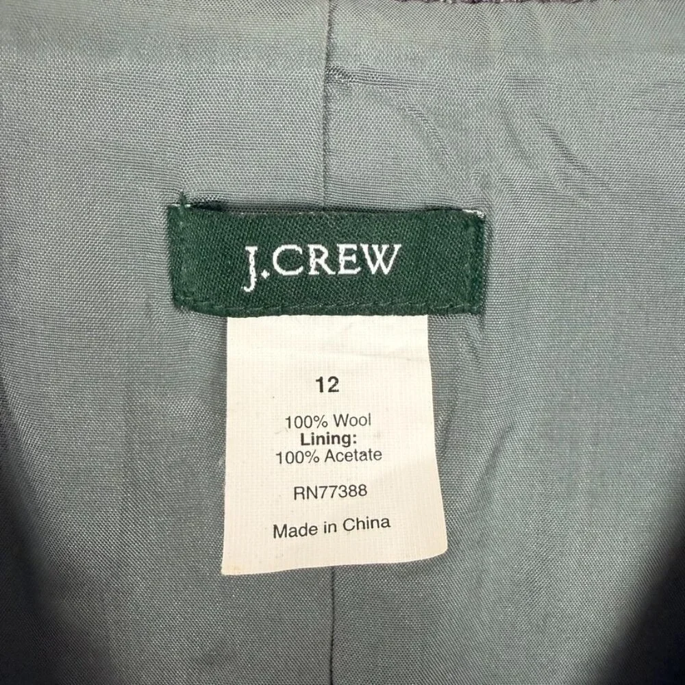 J. Crew Professor Blazer Women's Size 12 Grey Black Wool Jacket Schoolboy Preppy - Picture 6 of 14